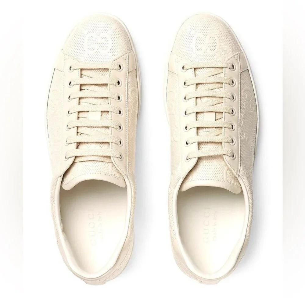 Gucci Ace GG Embossed White Sneakers